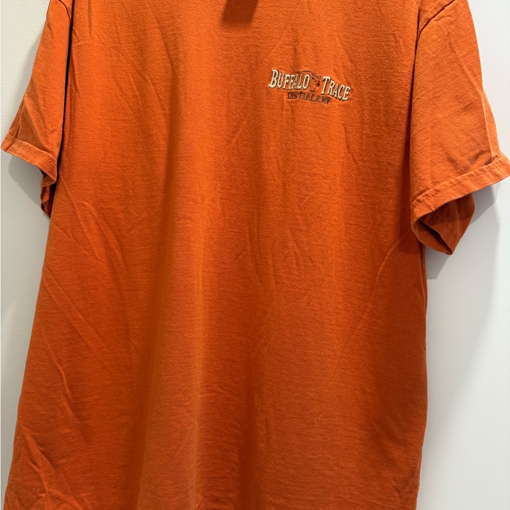 Rare Mens Vintage Buffalo Trace T Shirt, Embroidered,Orange, Medium, Collectors